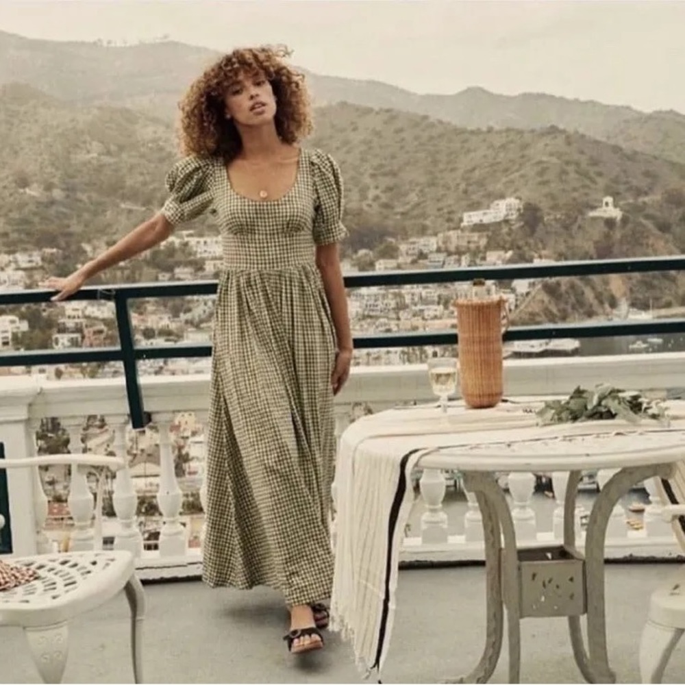 Doen Kennedy Gingham Dress in Green - MEDIUM